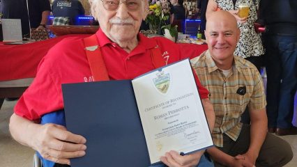 Roman Perrotta receives Certificate from Steve Reyes