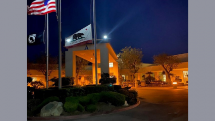 The Barstow Veterans Home at night