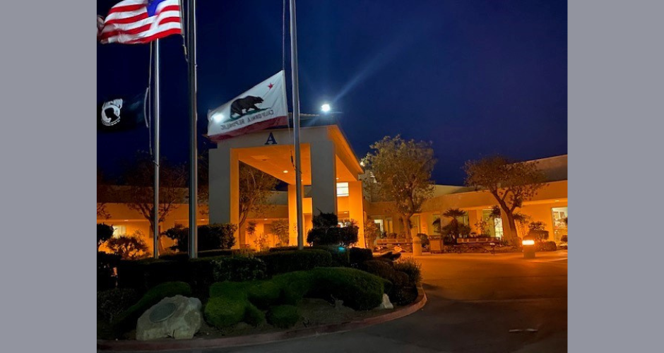 The Barstow Veterans Home at night