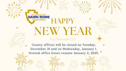 Listing of County office hours for New Year's Eve and New Year's Day.