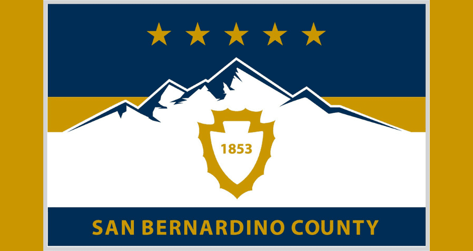 The new San Bernardino County flag 1853--mountains and five stars included.