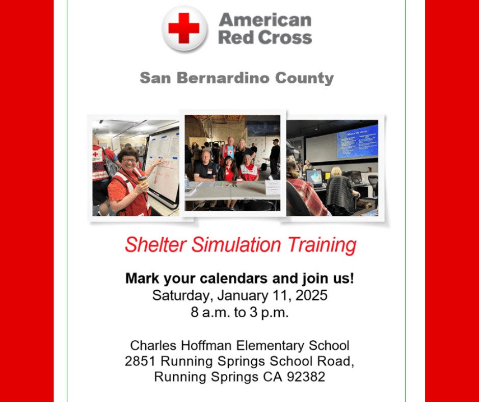 Red Cross Shelter Simulation Training Coming to Running Springs on